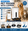 Load image into Gallery viewer, 4.3L smart WiFi automatic pet feeder with camera and app control for dogs and cats