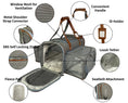 Load image into Gallery viewer, Mr. Peanut's Gold Series Big Apple Double Expandable Pet Carrier, air travel approved, grey fabric with brown leather trim