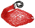 Cargar la imagen en la vista de la galería, Gatsby Slow Feed Hay Net 32 Inch by StateLineTack, red nylon mesh hay net with black hanging rope and end loops
