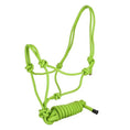 Load image into Gallery viewer, Tabelo Cowboy Rope Halter with Lead by StateLineTack in neon lime green rope