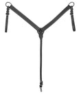 Bild in Galerie-Betrachter laden, StateLineTack Tabelo Western breast collar in black leather with white contrast stitching and metal rings