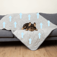 Cargar la imagen en la vista de la galería, PupChill Cooling Waterproof Blanket Arctic Grey by Paw.com; dog resting on a quilted blanket.