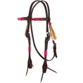 Gallery viewerに画像を読み込む, WD Tack Hot Pink Adjustable Rawhide Rope Tooled Browband Headstall by Mayatex