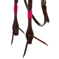 Gallery viewerに画像を読み込む, WD Tack Hot Pink Adjustable Rawhide Rope Tooled Browband Headstall by Mayatex