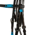 Charger l'image dans la visionneuse de la galerie, WD Tack Turquoise Rawhide Rope Tooled Browband Headstall With Heavy Stainless Steel Cart Buckles by Mayatex