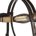 Bild in Galerie-Betrachter laden, WD Tack Natural Rawhide Scalloped Quick Change Browband Headstall Heavy Oiled Leather by Mayatex