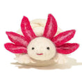 Load image into Gallery viewer, A Little Lotl axolotl wool cat toy with cream body and pink felt gills