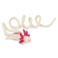 Load image into Gallery viewer, A Little Lotl axolotl wool cat toy by Cat in the Box LLC; cream body with pink frilled gills and a long cream wool cord