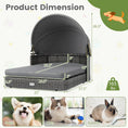 Bild in Galerie-Betrachter laden, Wicker dog house with adjustable gray canopy and cushioned bed by DirectDeals