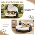Bild in Galerie-Betrachter laden, Wicker dog house with retractable canopy and cushioned bed by DirectDeals for indoor/outdoor use