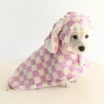 Load image into Gallery viewer, Small Dog Flannel Cape Towel by SOCKPET, pink and cream checkered pattern, pet costume