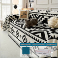Load image into Gallery viewer, Boho-Chic All-Season Sofa Cover for 4-seat sofa in black-and-white geometric print; pet-proof couch cover.
