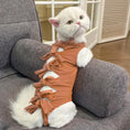 Gallery viewerに画像を読み込む, Lace-up cat recovery clothing in orange-brown polyester with multiple side bows for post-op healing