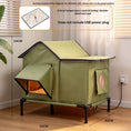Cargar la imagen en la vista de la galería, Cat bed for winter warmth, Pet Zen green heated outdoor-ready pet tent with multiple openings (52×42×54 cm)