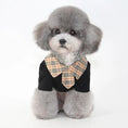 Load image into Gallery viewer, Dog clothes summer thin section small dog in stylish black polo shirt with plaid collar, perfect for warm weather.
