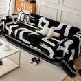 Bild in Galerie-Betrachter laden, Boho Couch Cover Ultra Soft Chenille for sofa in black and white abstract pattern; provides cozy all-season protection