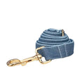 Load image into Gallery viewer, Luxury Blue Denim Dog Harness Leash Bow Tie Set Personalized Buckle by DDPaws