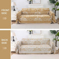 Load image into Gallery viewer, topspet premium couch cover blanket on beige sofa with white geometric pattern and fringe edges
