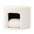 Bild in Galerie-Betrachter laden, Beige pet-friendly ottoman by Home Furnishers with removable cushion and hidden pet nook.