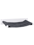 Load image into Gallery viewer, Cat hammock shelf by Enjoy The Wood B2B; white wall-mount board with dark gray fabric hammock.