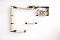 Charger l'image dans la visionneuse de la galerie, The Climb Condo cat wall climbing system by Catastrophic Creations; beige platforms and sisal post with two cats on top.