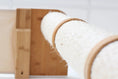 Charger l'image dans la visionneuse de la galerie, The Climb Condo cat wall climbing system by Catastrophic Creations; natural wood posts with white sisal-wrapped tubes.