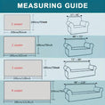 Load image into Gallery viewer, Luxurious Four Seasons Jacquard Slipcover by topspet measuring guide for 1–4 seat sofas; widths 230–340 cm.