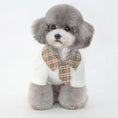 Load image into Gallery viewer, Dog clothes summer thin section small dog wearing a stylish white polo shirt with a plaid collar.