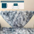 Load image into Gallery viewer, Luxurious Gradient Velvet Sofa Cover in plush gray-blue fur texture draped over a beige sofa.