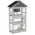 Load image into Gallery viewer, PawHut Wooden Bird Aviary 67" Outdoor Bird Cage with Slide-Out Tray Three Doors Birdhouse Ladder Perches for Finches Parakeets Gray - from For Animals, With Love