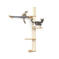Bild in Galerie-Betrachter laden, The Crow's Nest wall cat condo with natural wood platforms and sisal rope post, featuring two cats.
