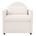Load image into Gallery viewer, Beige accent chair with hidden pet nook; upholstered fabric, front view