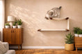 Load image into Gallery viewer, The Double Decker cat hanging bed set, a two-tier white cat hammock with wood ends mounted on a beige wall