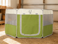 Load image into Gallery viewer, Hen Pen Deluxe Pop-Up Chick Brooder; green panels with white top, mesh side panels for baby chick habitat