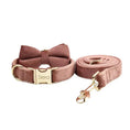 Bild in Galerie-Betrachter laden, Dusty Pink Velvet Dog Harness And Leash Set Custom Engraved No Pull by DDPaws