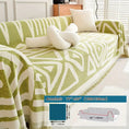 Load image into Gallery viewer, topspet Bohemian chenille couch cover, extra-long 71x50 in, green geometric pattern with fringe, anti-dog-scratch