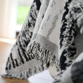Load image into Gallery viewer, Luxury pet cover for leather sofa, black-and-white patterned throw with fringe