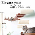 Load image into Gallery viewer, Corner Cat Shelf Bridge, wood-toned cat bridge with rope netting, by Catastrophic Creations