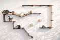 Carica l'immagine nel visualizzatore della galleria, The Juggernaut wall cat condo; multi-level indoor cat playground with rope hammock and sisal post, five cats.