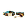 Load image into Gallery viewer, Autumn Blue Plaid Custom No Pull Dog Harness Collar Leash Bow Tie Set With Waste Bag Holder by DDPaws