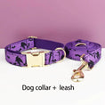 Bild in Galerie-Betrachter laden, Luxe Pet Gear Halloween Classic Violet Print No Pull Harness With Matching Collar Leash And Bow Tie Set by DDPaws