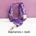 Bild in Galerie-Betrachter laden, Luxe Pet Gear Halloween Classic Violet Print No Pull Harness With Matching Collar Leash And Bow Tie Set by DDPaws