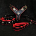 Load image into Gallery viewer, "EROS" BIG dog SET- Harness - collar - lead. Black & Red - Pet Collars & Harnesses from Bestia Dog Gear