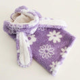 Load image into Gallery viewer, Small Dog Flannel Cape Towel by SOCKPET in lavender with white snowflake pattern
