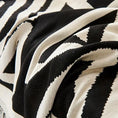 Load image into Gallery viewer, Bohemian-style chenille couch cover in black and white chevron pattern, extra-long
