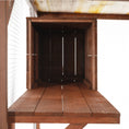 Bild in Galerie-Betrachter laden, Large two-tier outdoor cat enclosure in brown solid fir wood with wire mesh.