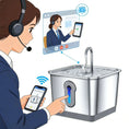 Load image into Gallery viewer, Wireless Cat Water Fountain for cats and dogs by For Animals, With Love; stainless steel with blue water level window