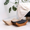 Load image into Gallery viewer, Floor Cat Hammock set: two wooden-framed hammocks with beige and charcoal fabric slings.