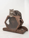 Charger l'image dans la visionneuse de la galerie, Small Cat House by Enjoy The Wood B2B; wooden hexagonal cat condo with front panel.