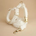 Bild in Galerie-Betrachter laden, Wedding White Lace Set; 3 white lace dog collars with gold hardware for personalized ID, For Animals, With Love
